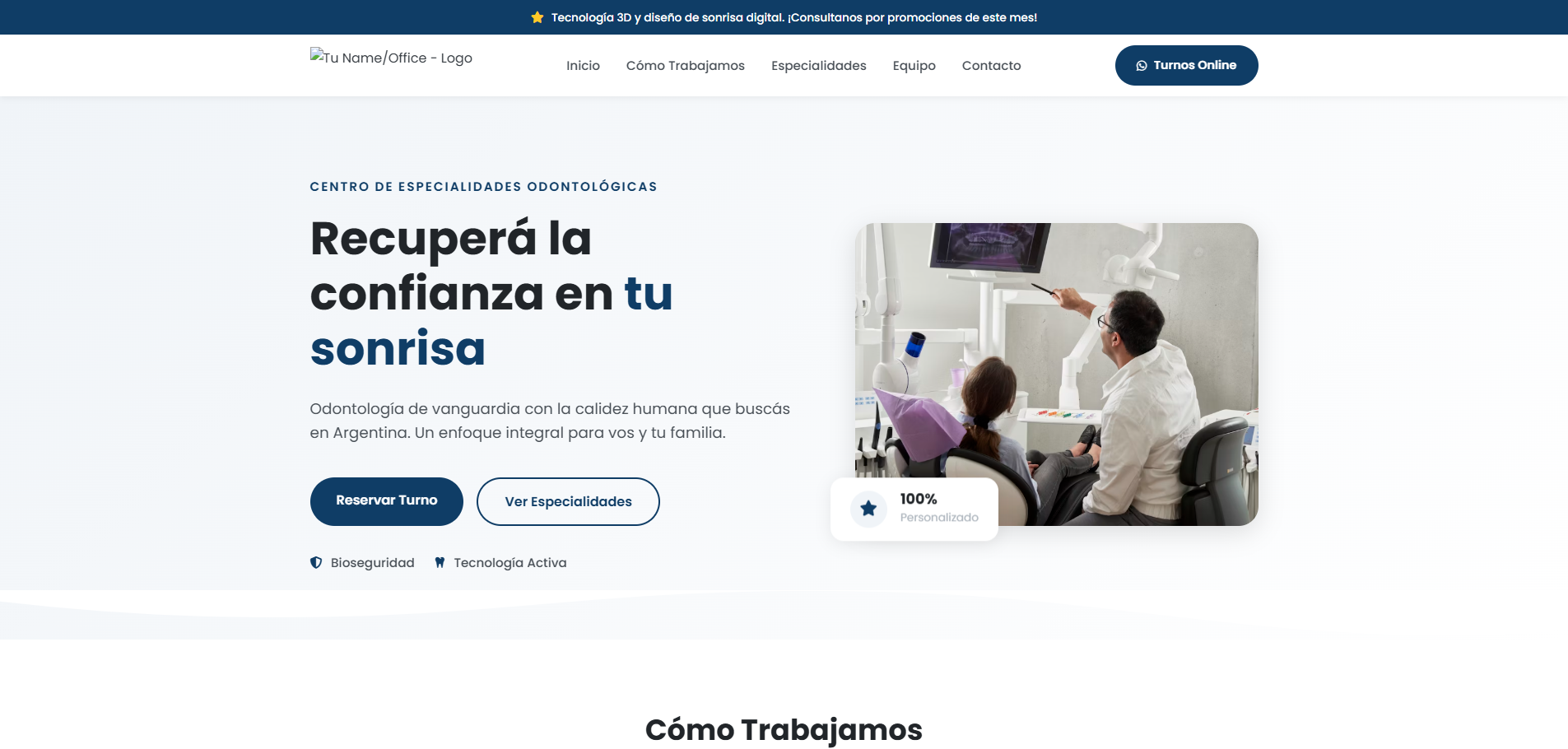 Captura del prototipo de Odontología Fantasía